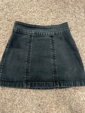 Free People Black Denim Panel Mini Skirt